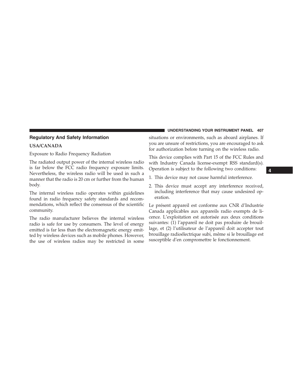 Regulatory and safety information | Jeep 2015 Cherokee - Owner Manual User Manual | Page 409 / 758