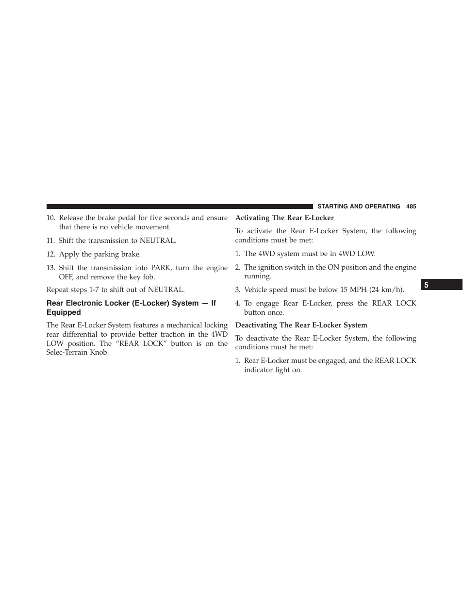 Rear electronic locker (e-locker) system — if, Equipped | Jeep 2015 Cherokee - Owner Manual User Manual | Page 487 / 758