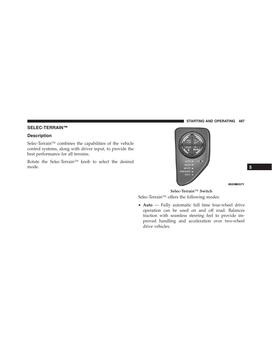 Selec-terrain, Description | Jeep 2015 Cherokee - Owner Manual User Manual | Page 489 / 758