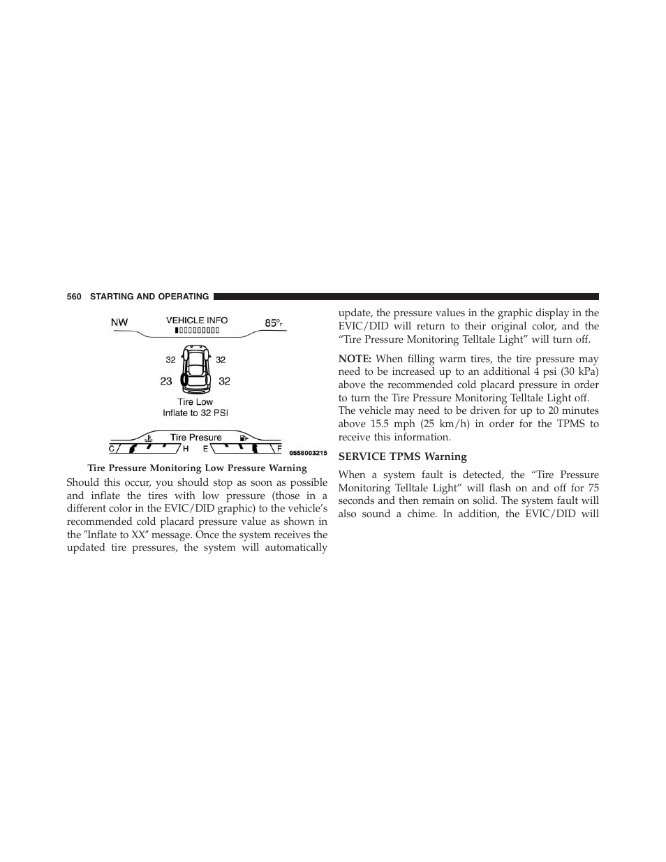 Service tpms warning | Jeep 2015 Cherokee - Owner Manual User Manual | Page 562 / 758