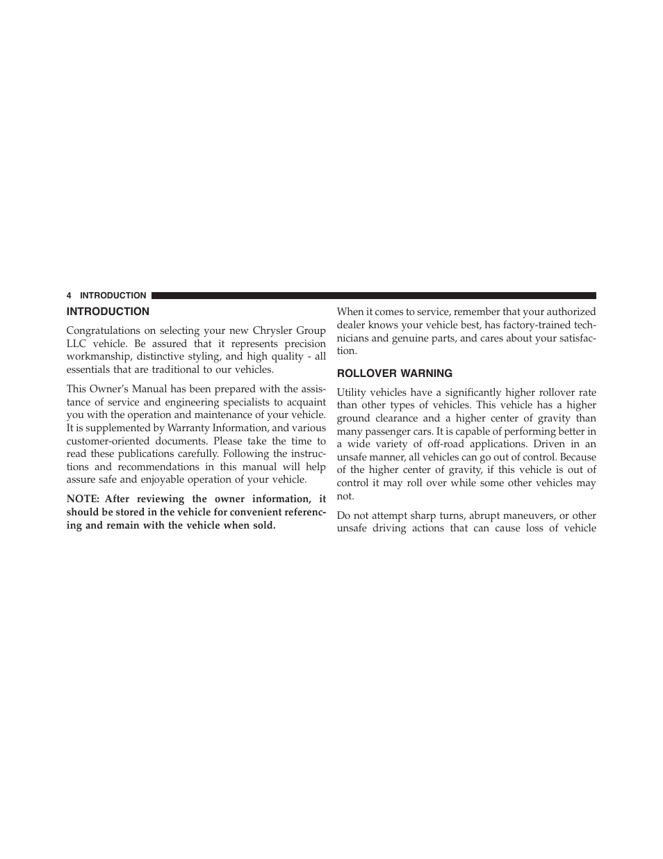 Introduction, Rollover warning | Jeep 2015 Cherokee - Owner Manual User Manual | Page 6 / 758
