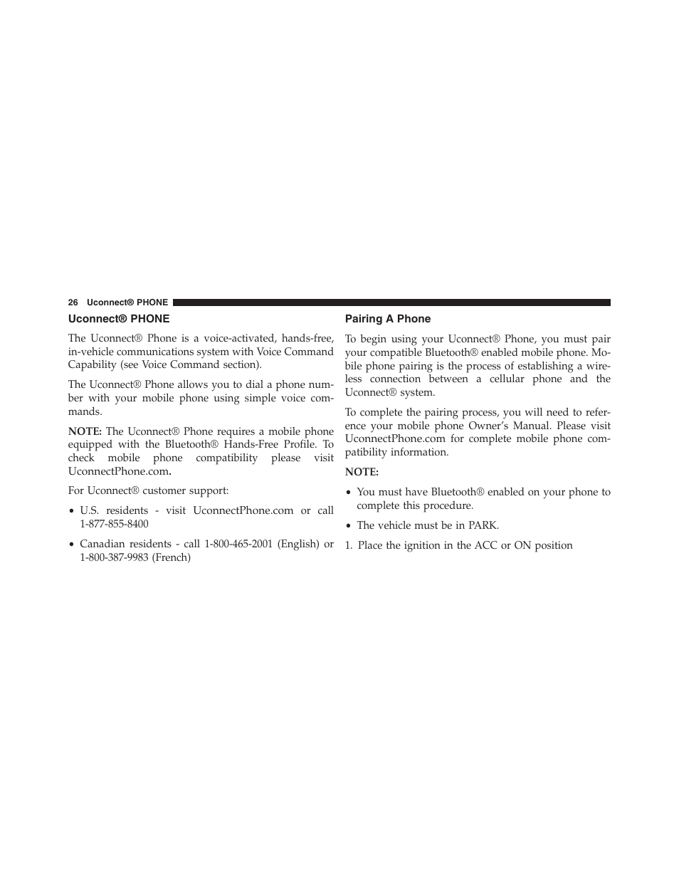 Uconnect® phone, Pairing a phone | Chrysler uconnect 5.0 for Chrysler User Manual | Page 27 / 56