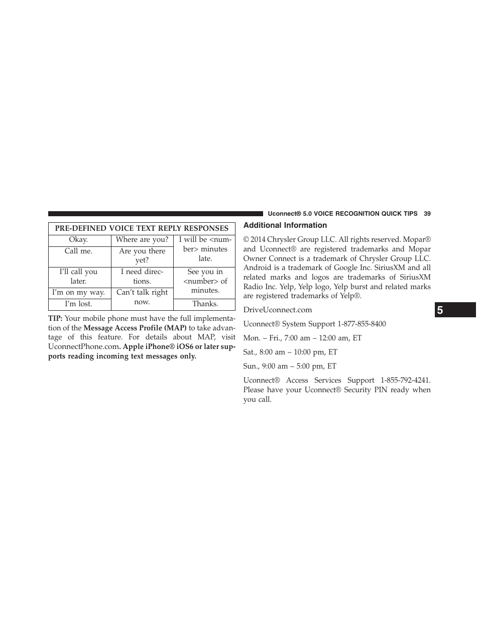 Additional information | Chrysler uconnect 5.0 for Chrysler User Manual | Page 40 / 56