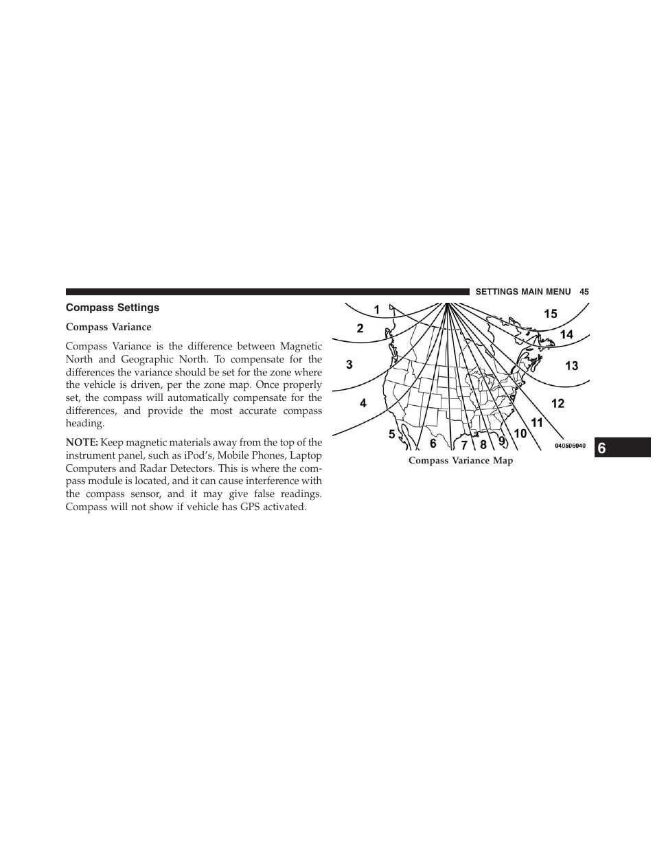 Compass settings | Chrysler uconnect 5.0 for Chrysler User Manual | Page 46 / 56