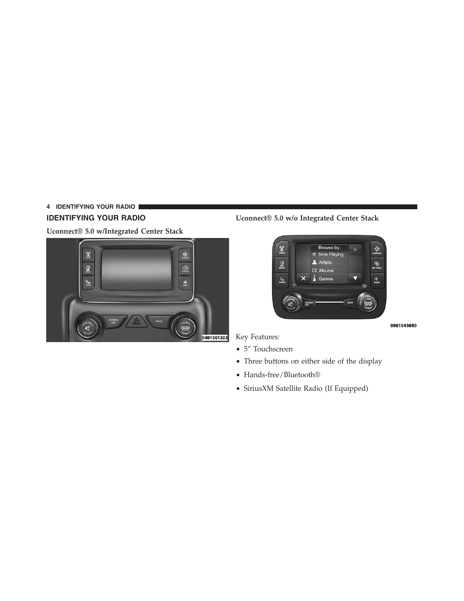 Identifying your radio | Chrysler uconnect 5.0 for Chrysler User Manual | Page 5 / 56