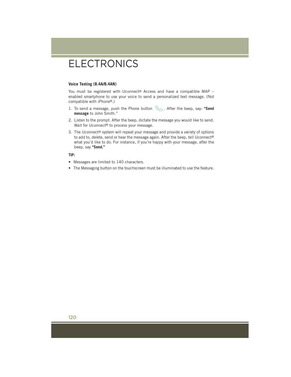 Electronics | Jeep 2015 Cherokee - User Guide User Manual | Page 122 / 244