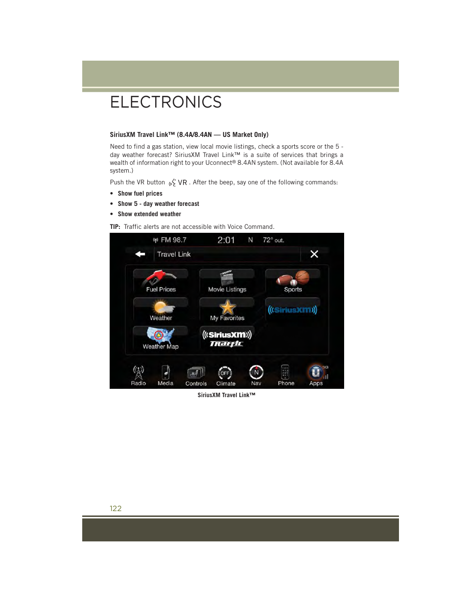 Electronics | Jeep 2015 Cherokee - User Guide User Manual | Page 124 / 244