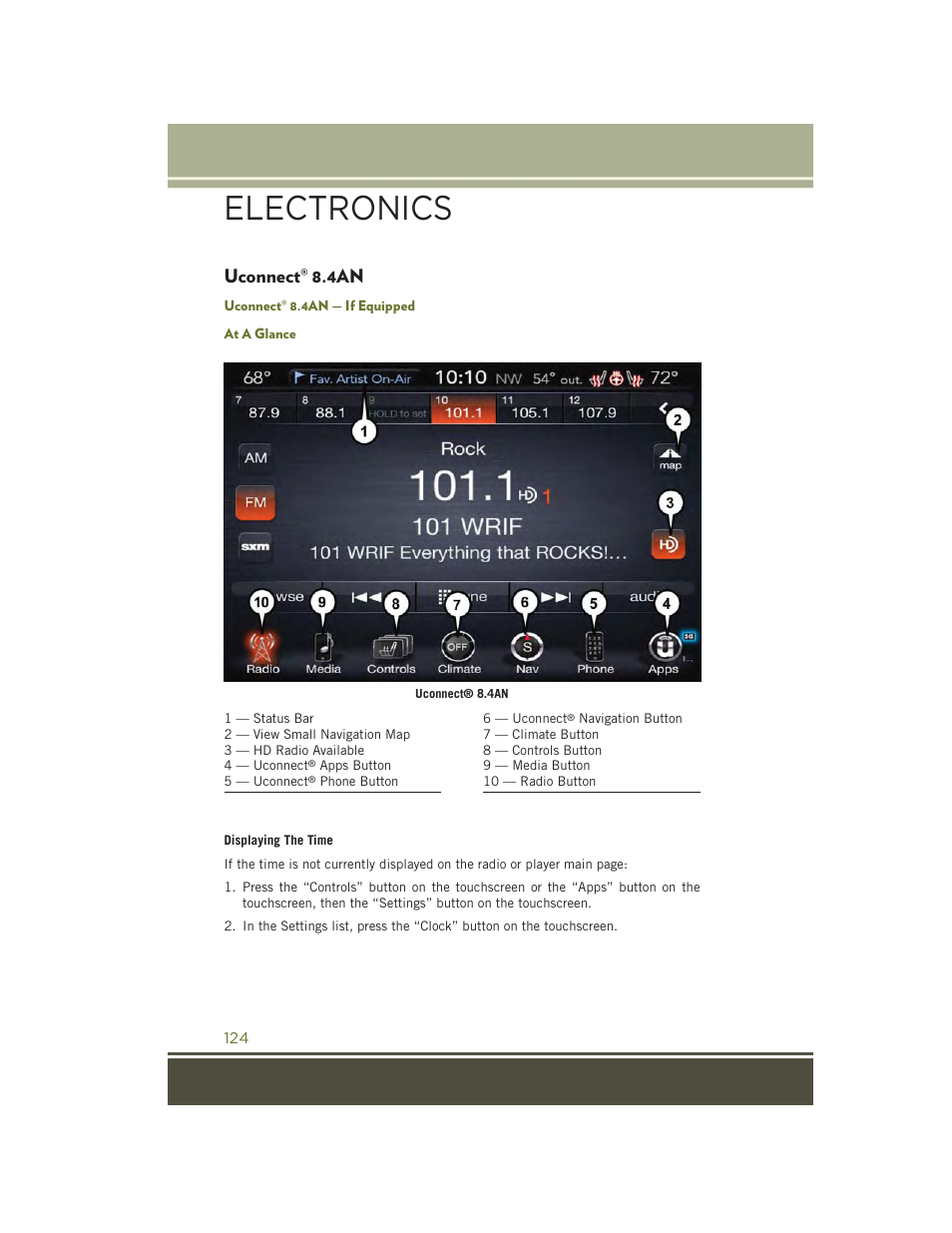 Uconnect® 8.4an, Uconnect® 8.4an — if equipped, At a glance | Uconnect, Electronics | Jeep 2015 Cherokee - User Guide User Manual | Page 126 / 244