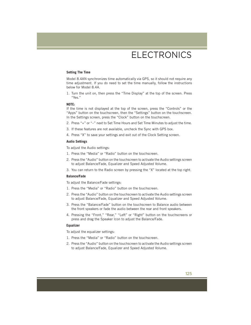 Electronics | Jeep 2015 Cherokee - User Guide User Manual | Page 127 / 244