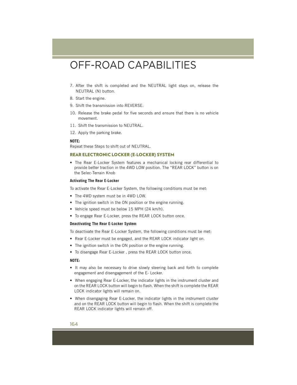 Rear electronic locker (e-locker) system, Off-road capabilities | Jeep 2015 Cherokee - User Guide User Manual | Page 166 / 244