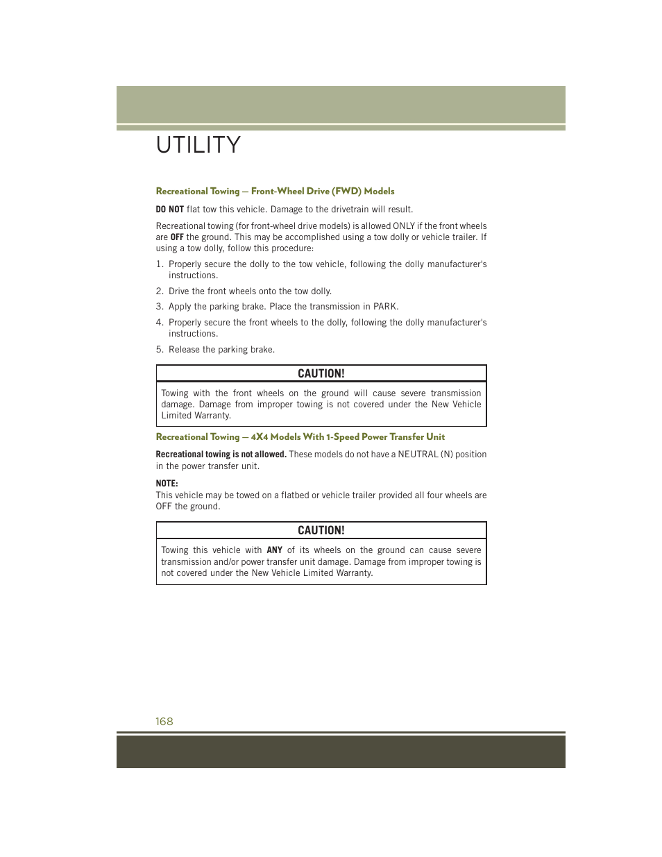 Utility | Jeep 2015 Cherokee - User Guide User Manual | Page 170 / 244