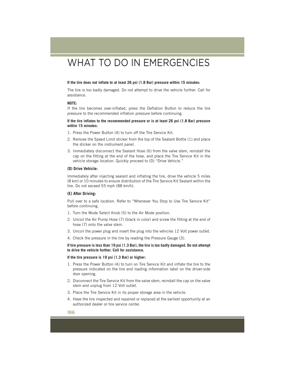 What to do in emergencies | Jeep 2015 Cherokee - User Guide User Manual | Page 188 / 244