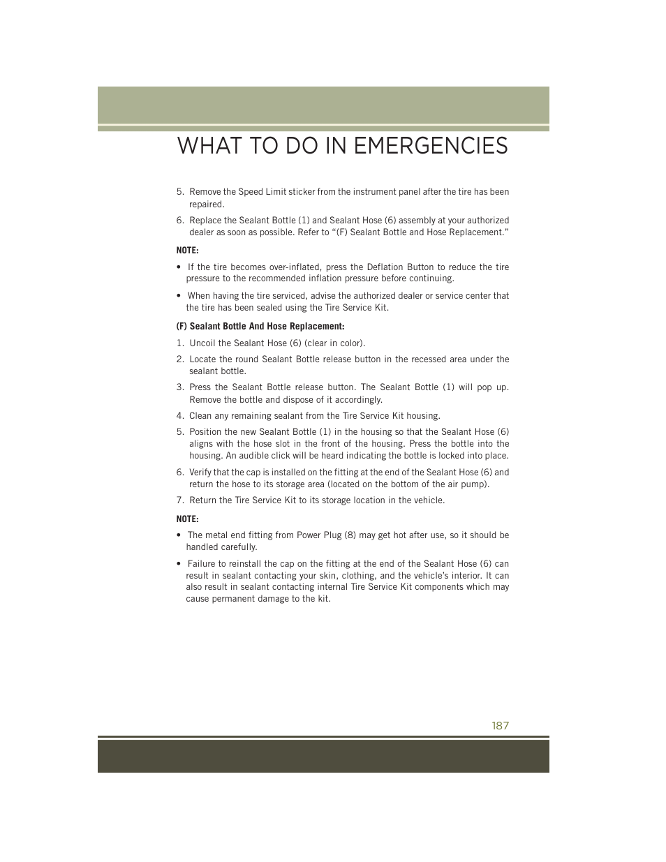 What to do in emergencies | Jeep 2015 Cherokee - User Guide User Manual | Page 189 / 244