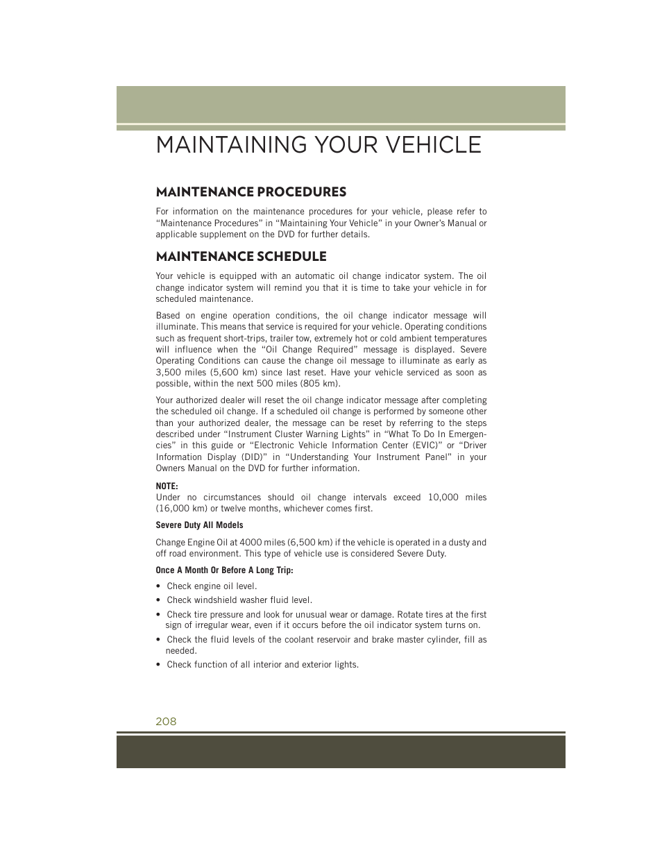 Maintenance procedures, Maintenance schedule, Maintaining your vehicle | Jeep 2015 Cherokee - User Guide User Manual | Page 210 / 244