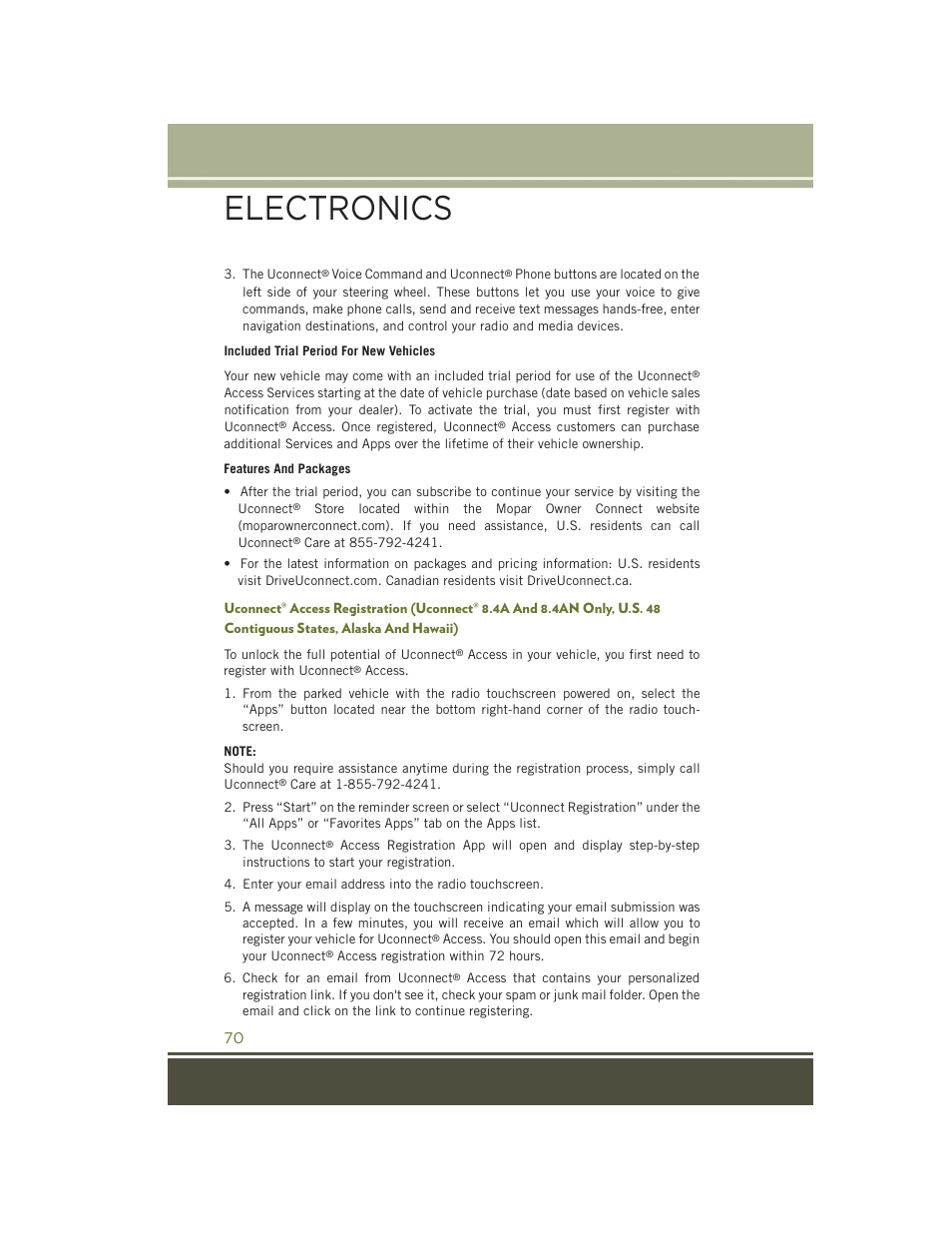 Electronics | Jeep 2015 Cherokee - User Guide User Manual | Page 72 / 244