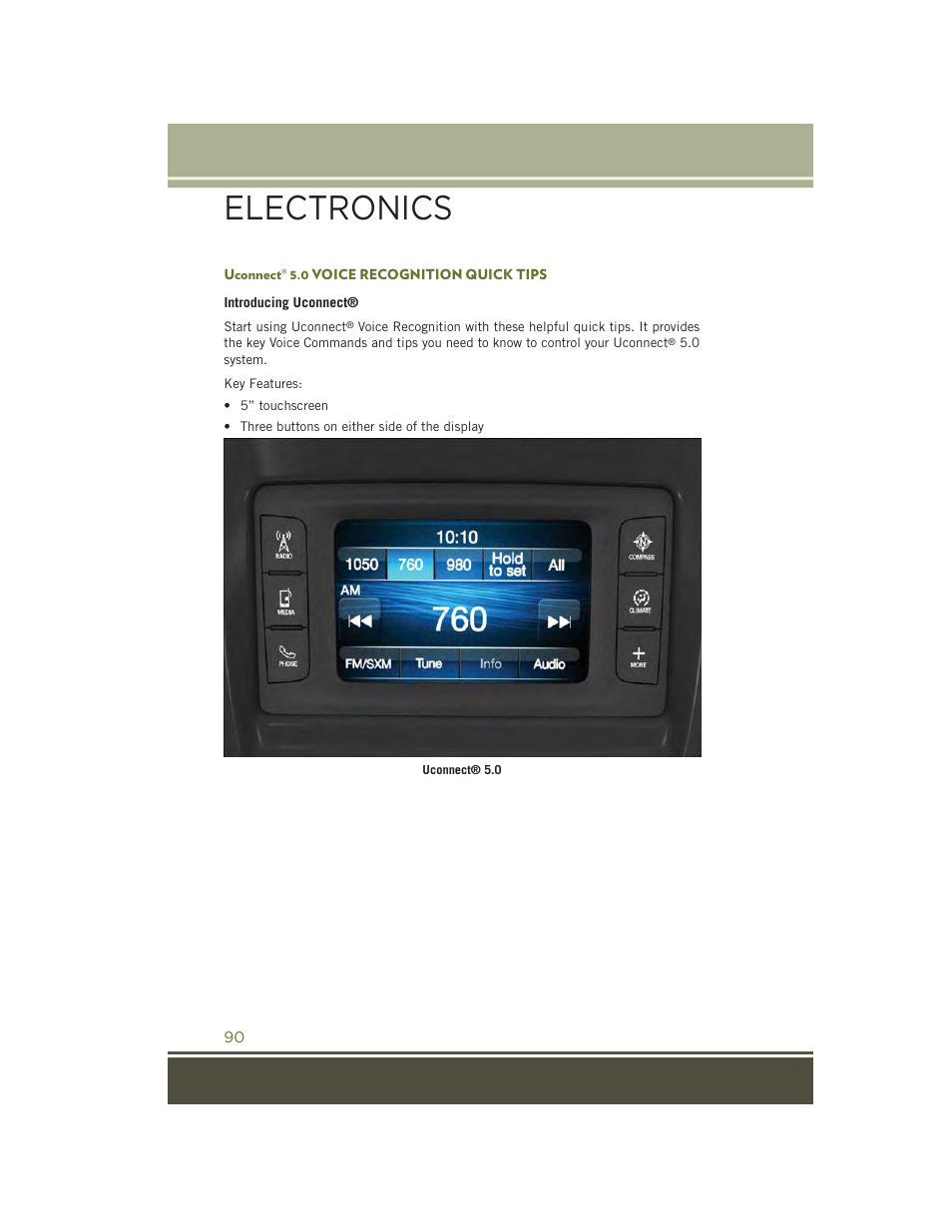 Uconnect® 5.0 voice recognition quick tips, Electronics | Jeep 2015 Cherokee - User Guide User Manual | Page 92 / 244