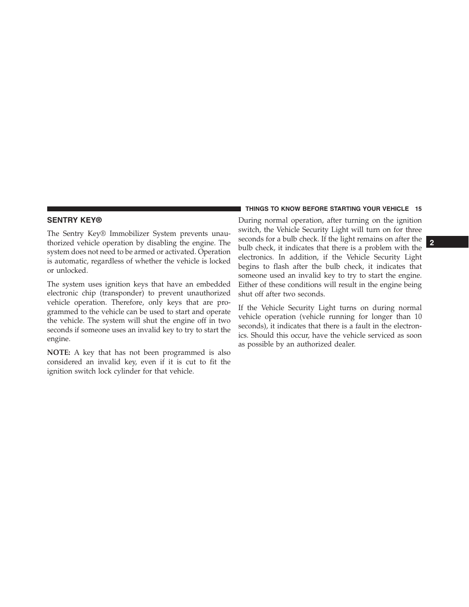 Sentry key | Jeep 2015 Compass - Owner Manual User Manual | Page 17 / 572