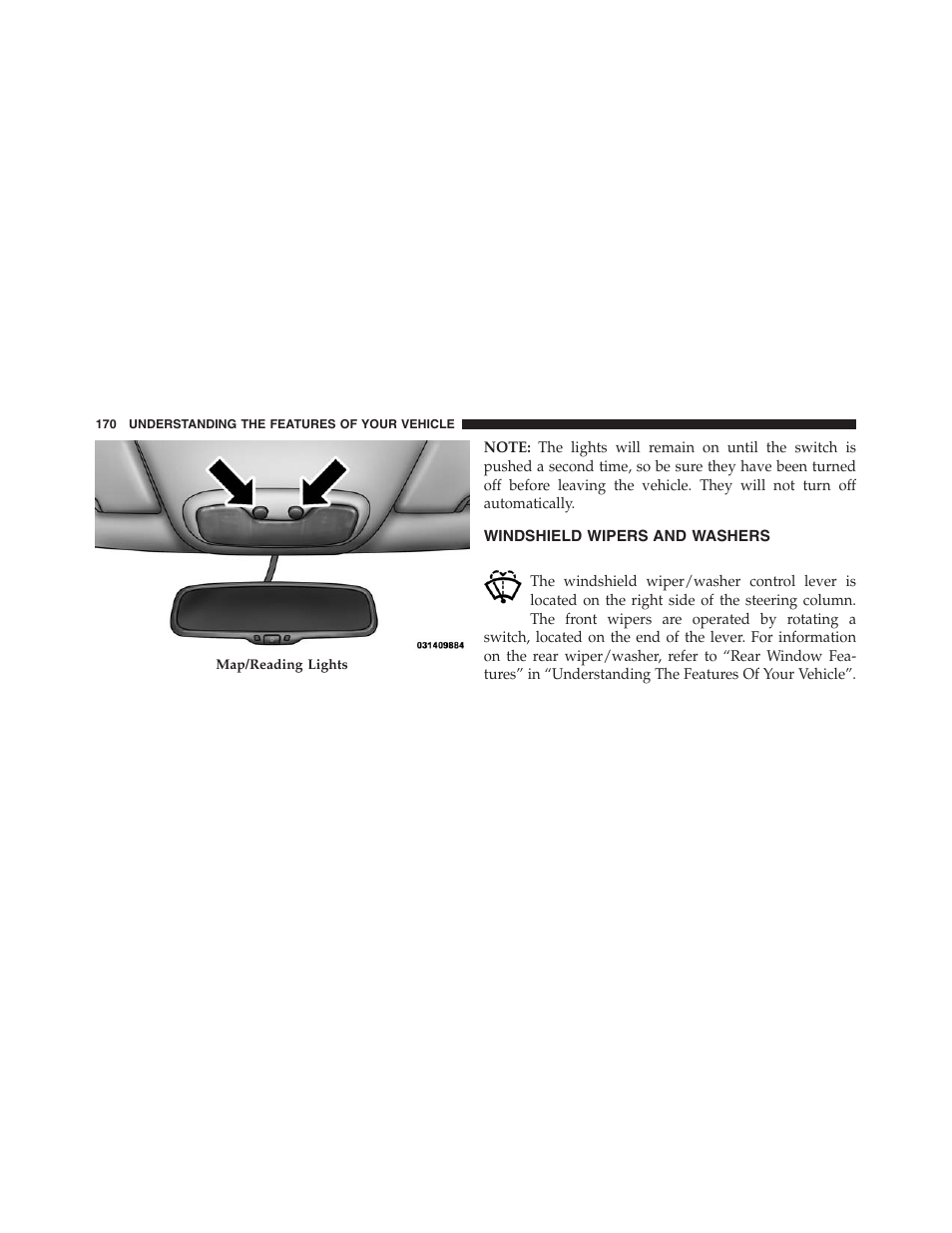 Windshield wipers and washers | Jeep 2015 Compass - Owner Manual User Manual | Page 172 / 572