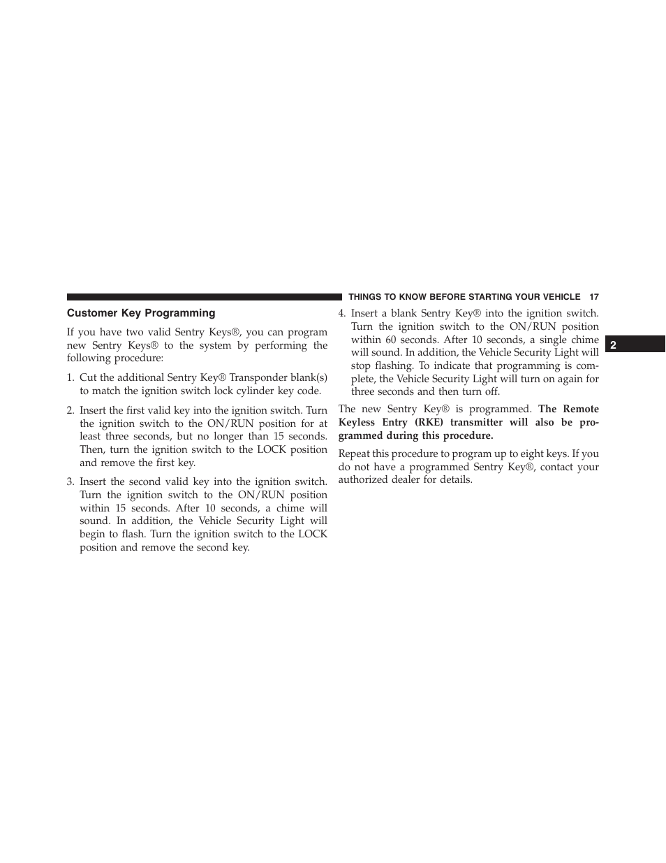 Customer key programming | Jeep 2015 Compass - Owner Manual User Manual | Page 19 / 572