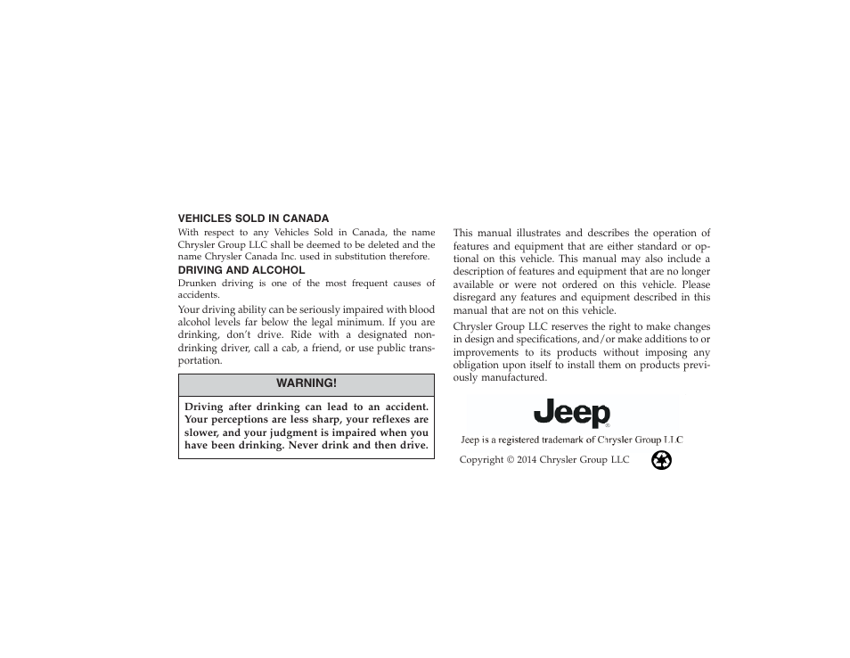 Jeep 2015 Compass - Owner Manual User Manual | Page 2 / 572