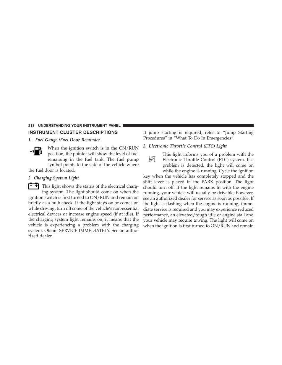 Instrument cluster descriptions | Jeep 2015 Compass - Owner Manual User Manual | Page 220 / 572