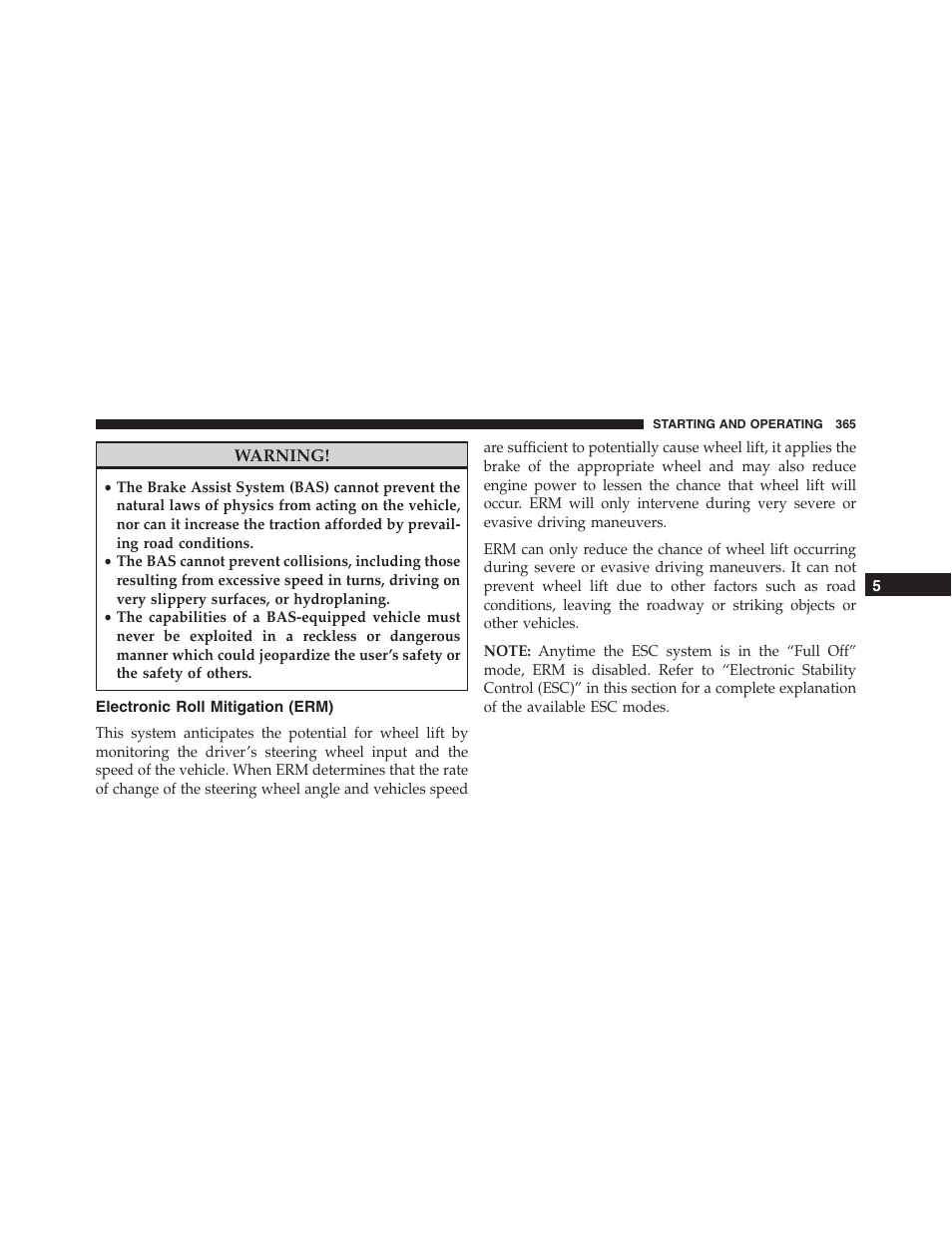 Electronic roll mitigation (erm) | Jeep 2015 Compass - Owner Manual User Manual | Page 367 / 572