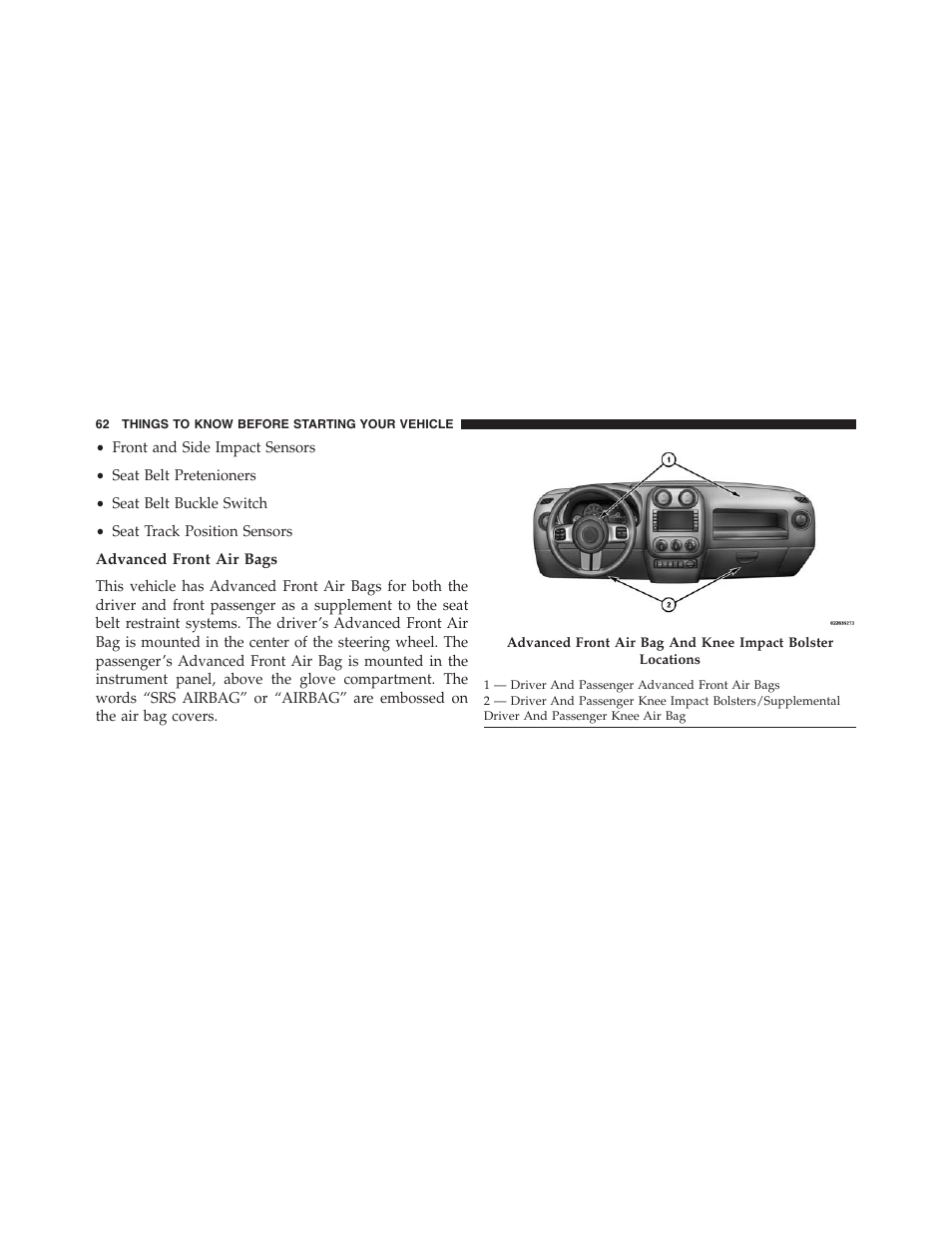 Advanced front air bags | Jeep 2015 Compass - Owner Manual User Manual | Page 64 / 572