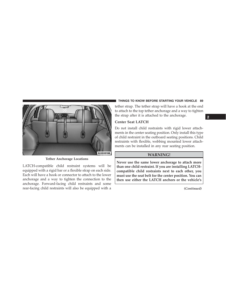 Center seat latch | Jeep 2015 Compass - Owner Manual User Manual | Page 91 / 572