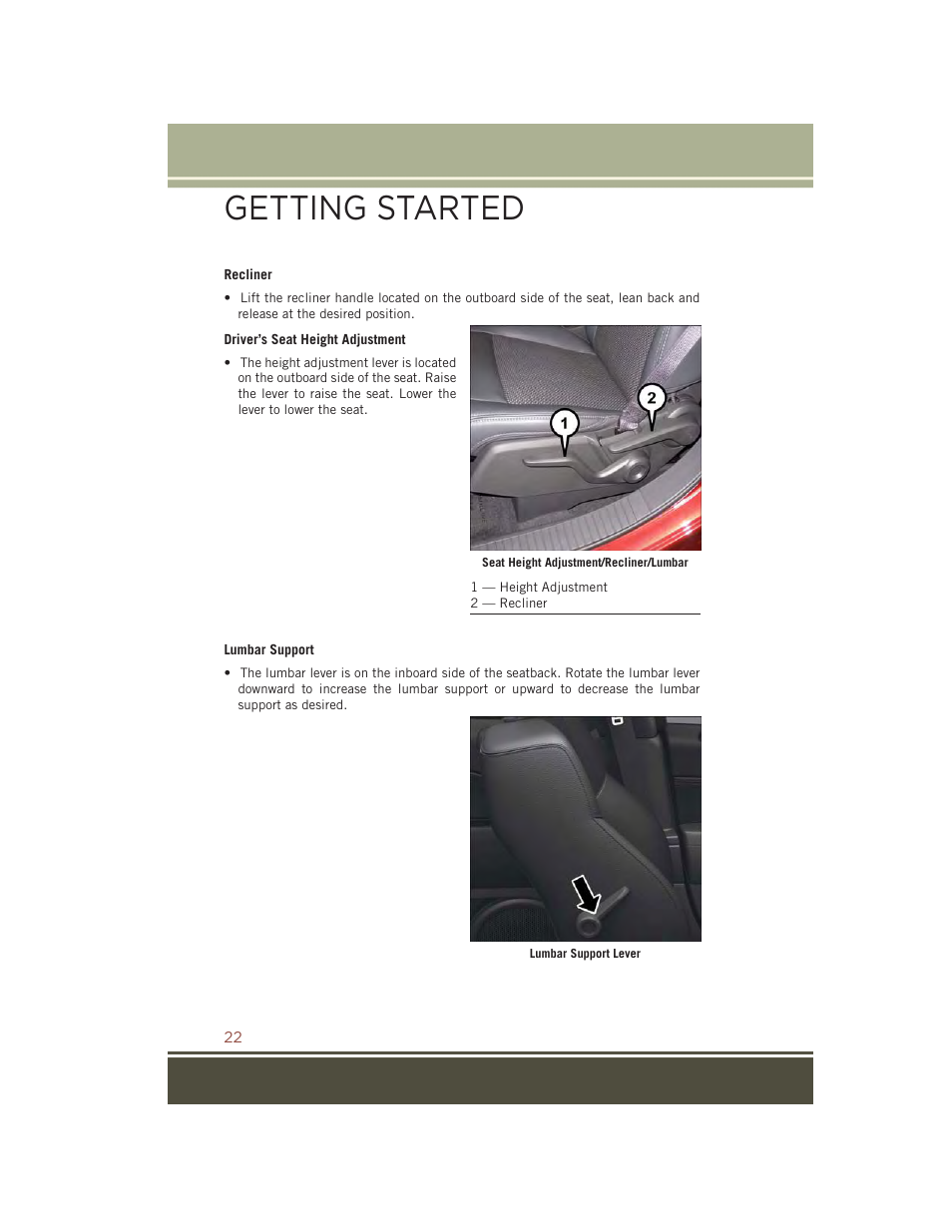 Getting started | Jeep 2015 Compass - User Guide User Manual | Page 24 / 132