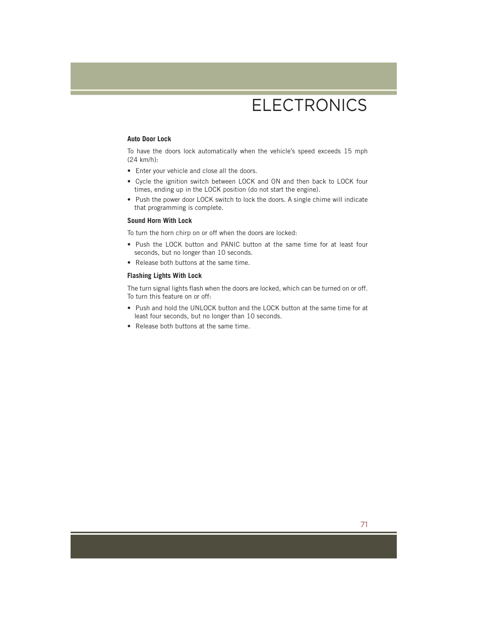 Electronics | Jeep 2015 Compass - User Guide User Manual | Page 73 / 132