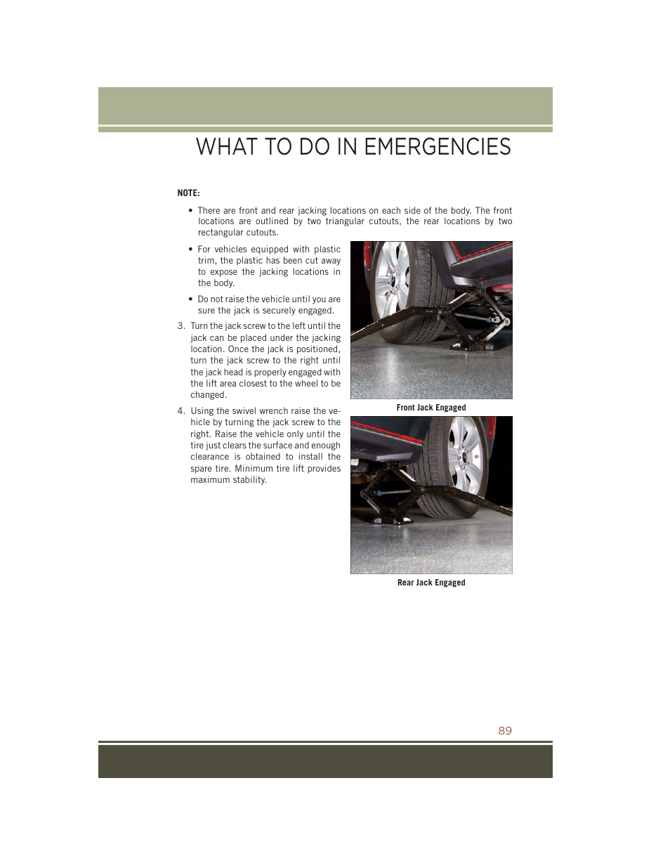 What to do in emergencies | Jeep 2015 Compass - User Guide User Manual | Page 91 / 132