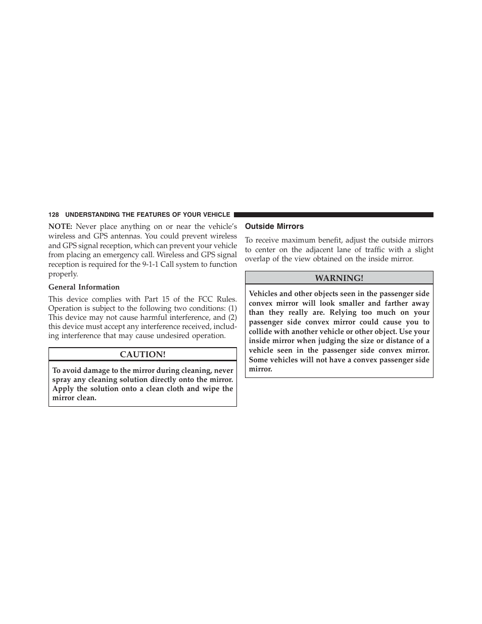 Outside mirrors | Jeep 2015 Grand Cherokee - Owner Manual User Manual | Page 130 / 709