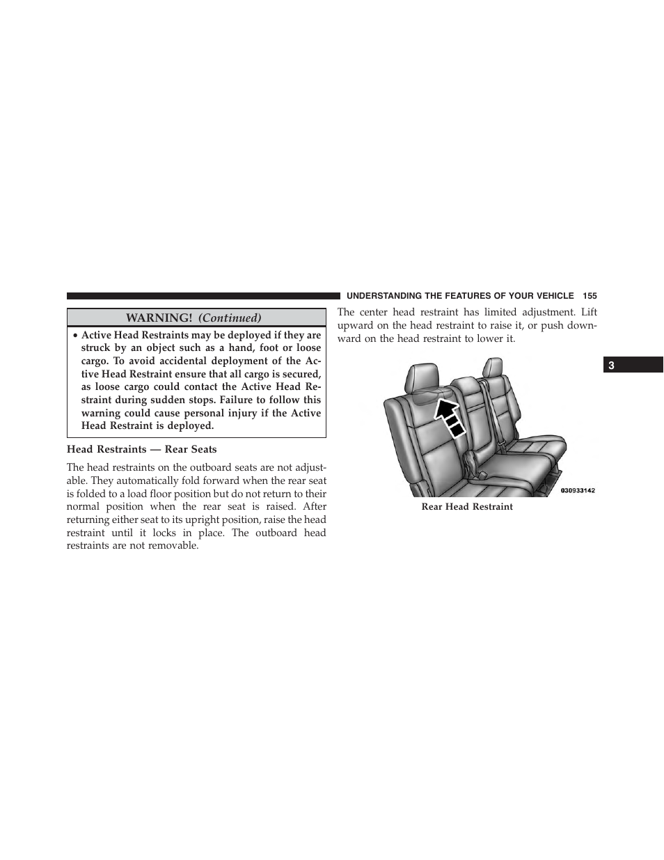 Head restraints — rear seats | Jeep 2015 Grand Cherokee - Owner Manual User Manual | Page 157 / 709