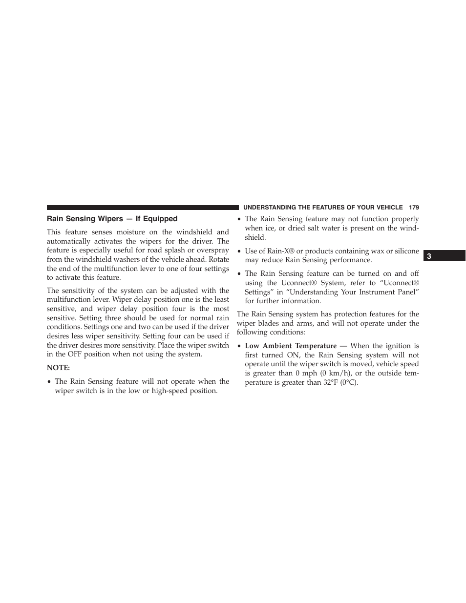 Rain sensing wipers — if equipped | Jeep 2015 Grand Cherokee - Owner Manual User Manual | Page 181 / 709