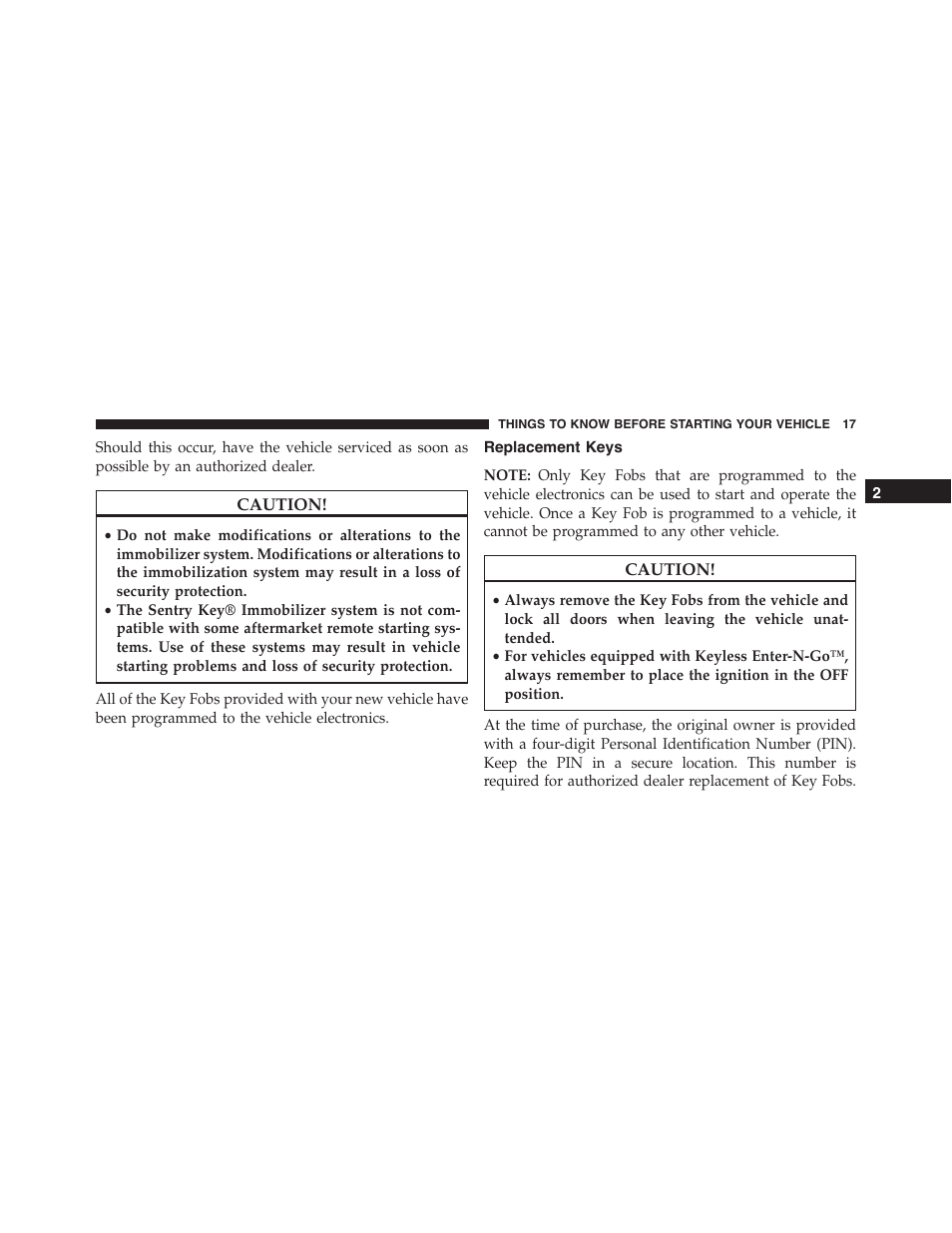 Replacement keys | Jeep 2015 Grand Cherokee - Owner Manual User Manual | Page 19 / 709