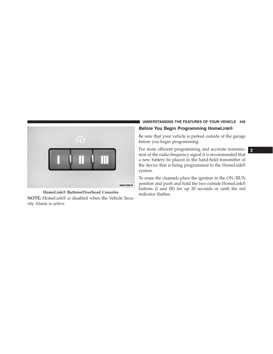 Before you begin programming homelink | Jeep 2015 Grand Cherokee - Owner Manual User Manual | Page 247 / 709