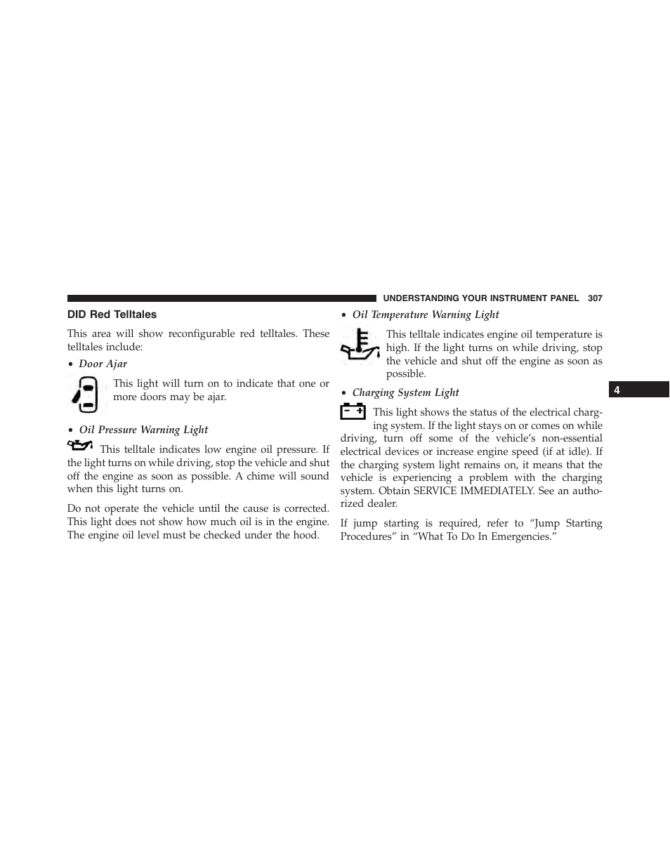 Did red telltales | Jeep 2015 Grand Cherokee - Owner Manual User Manual | Page 309 / 709