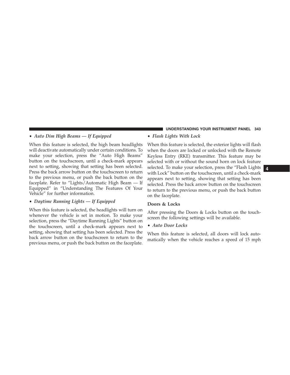 Doors & locks | Jeep 2015 Grand Cherokee - Owner Manual User Manual | Page 345 / 709