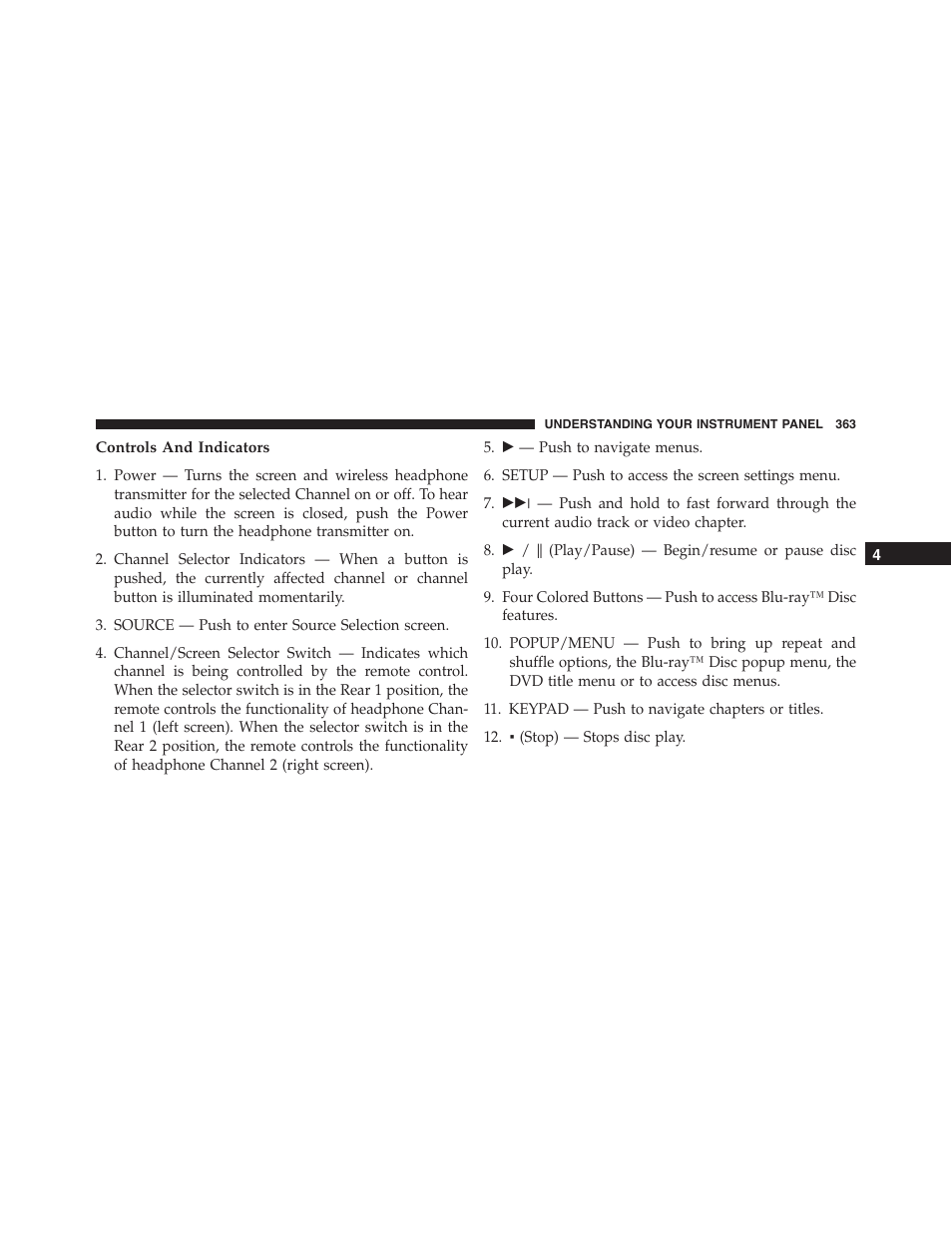 Controls and indicators | Jeep 2015 Grand Cherokee - Owner Manual User Manual | Page 365 / 709