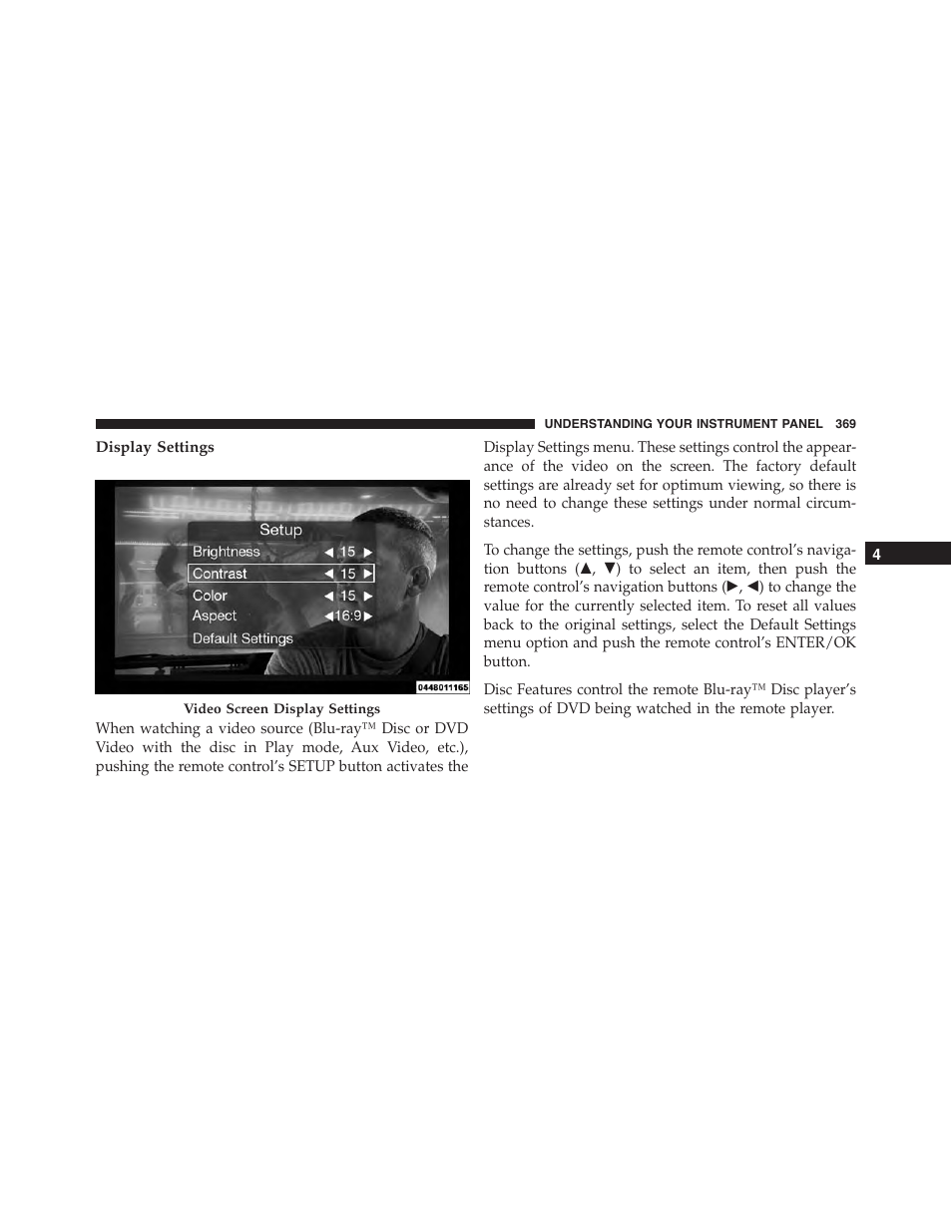 Display settings | Jeep 2015 Grand Cherokee - Owner Manual User Manual | Page 371 / 709