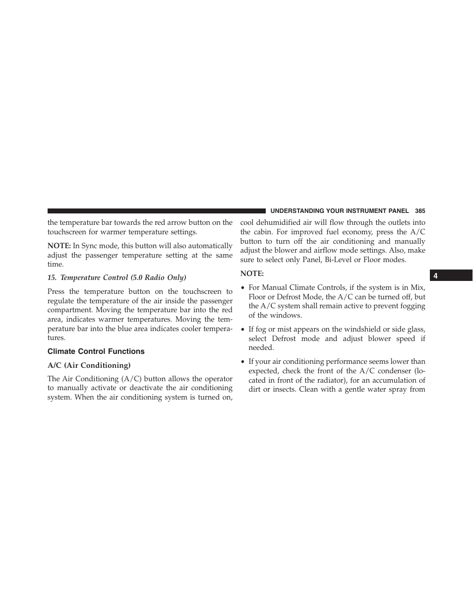 Climate control functions, A/c (air conditioning) | Jeep 2015 Grand Cherokee - Owner Manual User Manual | Page 387 / 709