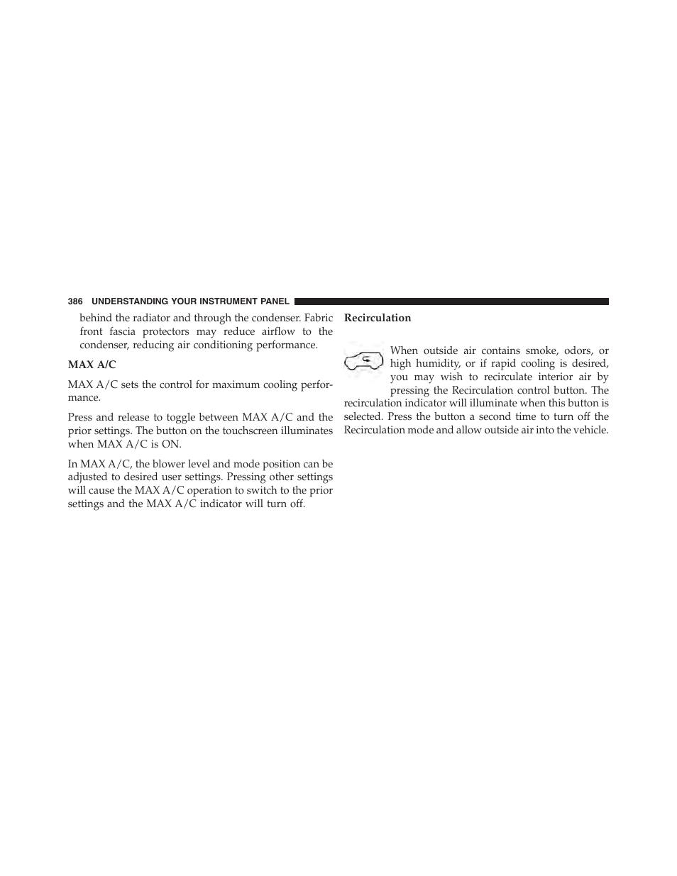 Recirculation | Jeep 2015 Grand Cherokee - Owner Manual User Manual | Page 388 / 709