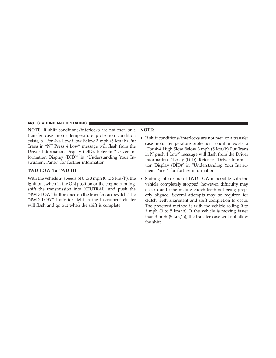 4wd low to 4wd hi | Jeep 2015 Grand Cherokee - Owner Manual User Manual | Page 442 / 709