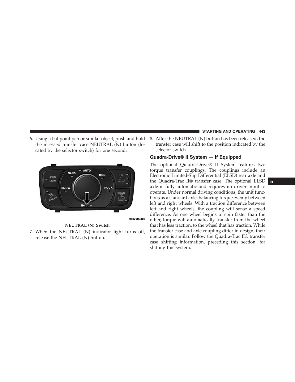 Quadra-drive® ii system — if equipped | Jeep 2015 Grand Cherokee - Owner Manual User Manual | Page 445 / 709