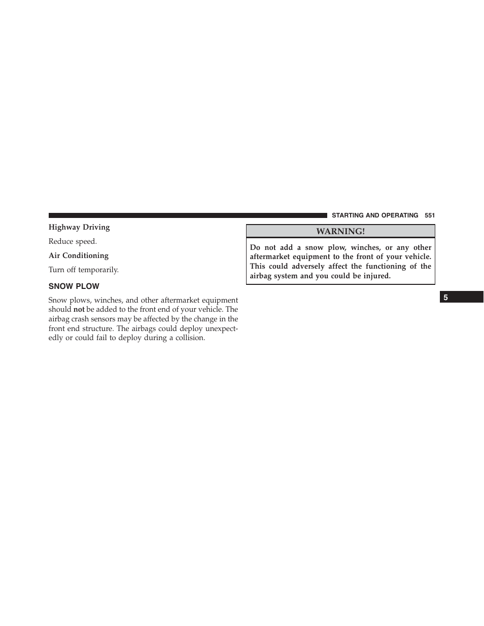 Snow plow | Jeep 2015 Grand Cherokee - Owner Manual User Manual | Page 553 / 709