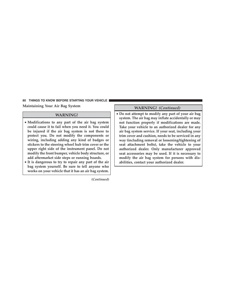 Maintaining your air bag system | Jeep 2015 Grand Cherokee - Owner Manual User Manual | Page 82 / 709