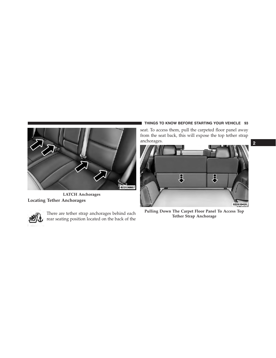 Locating tether anchorages | Jeep 2015 Grand Cherokee - Owner Manual User Manual | Page 95 / 709