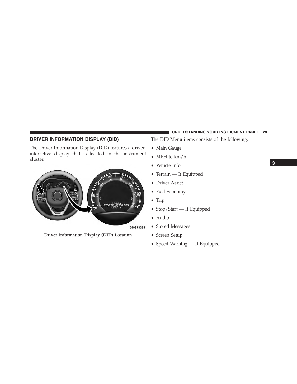 Driver information display (did) | Jeep 2015 Grand Cherokee - Diesel Supplement User Manual | Page 25 / 122