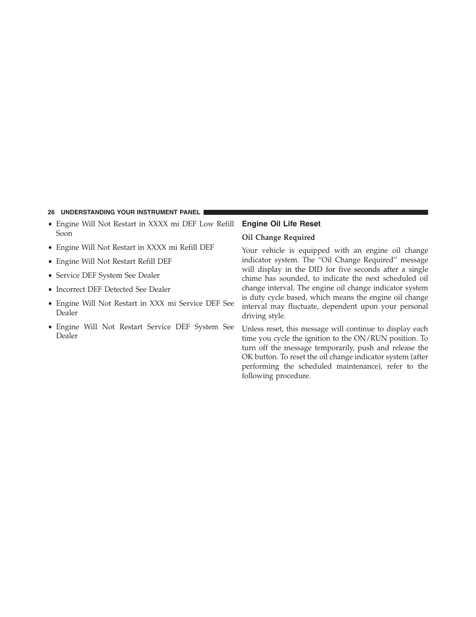 Engine oil life reset | Jeep 2015 Grand Cherokee - Diesel Supplement User Manual | Page 28 / 122