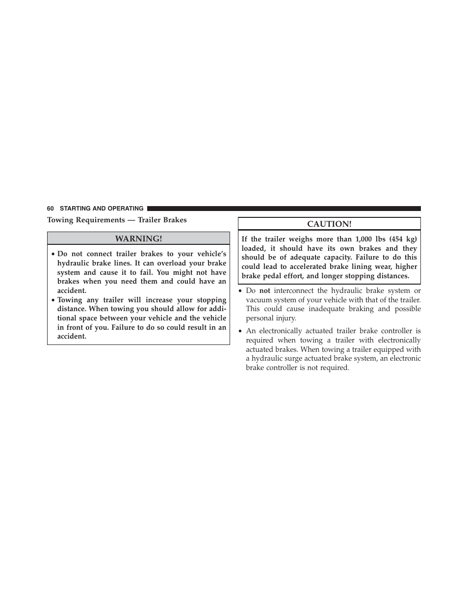 Towing requirements — trailer brakes | Jeep 2015 Grand Cherokee - Diesel Supplement User Manual | Page 62 / 122